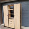 vakkenkast kast lakei stalen frame eiken van Hout-Art. Industrieel, zwart, gepoedercoat, modern, lades, deuren, woonkamer, eetkamer, eikenhout, houtart.