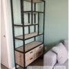 Vakkenkast xl stalen frame met lades steigerhout van Hout-Art. vakken, opbergen, opbergkast, decoratie, stalen frame, zwart, gepoedercoat, poedercoating, houtart.