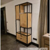 vakkenkast King stalen frame eiken van Hout-Art. Lades deuren, vakken, kast, opbergkast, deuren, zwart gepoedercoat, houtart.