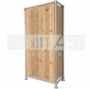 Kledingkast steigerbuis met steigerhout