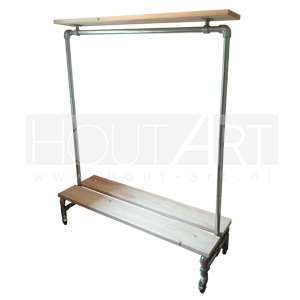 Kledingrek steigerbuis met steigerhout extra
