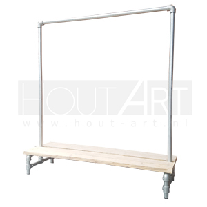 Kledingrek steigerbuis met steigerhout