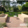 Loungebank recht dicht met armleuning steigerhout van Hout-Art. Tuinmeubel, loungeset, gebruikt hout, buitenkeuken, vuurtafel, tuinmeubels, houtart.