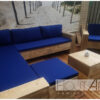 Hoek loungebank open net armleuningen steigerhout van Hout-Art. Tuinmeubel, loungeset, gebruikt hout, buitenkeuken, vuurtafel, tuinmeubels, houtart.