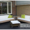 Loungebank recht met armleuning steigerhout van Hout-Art. Tuinmeubel, loungeset, gebruikt hout, buitenkeuken, vuurtafel, tuinmeubels, houtart.
