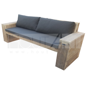 Loungebank recht open met armleuning steigerhout
