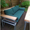 Loungebank recht verzinkte steigerbuis met steigerhout doorlopende rugleuning van Hout-Art.