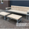 Loungebank recht verzinkte steigerbuis met steigerhout doorlopende rugleuning van Hout-Art.
