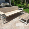 Loungebank recht verzinkte steigerbuis met steigerhout doorlopende rugleuning van Hout-Art.
