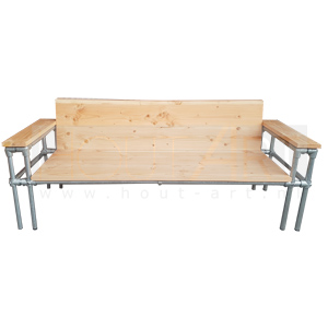 Loungebank recht steigerbuis met steigerhout