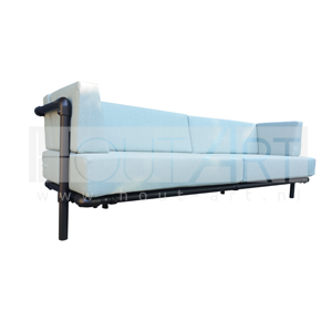 Loungeset recht zwarte steigerbuis XL incl. kussens