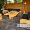 Loungebank recht met armleuning en wielen steigerhout van Hout-Art. Tuinmeubel, loungeset, gebruikt hout, buitenkeuken, vuurtafel, tuinmeubels, houtart.