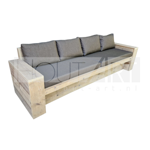 Loungebank recht terugliggend met armleuning steigerhout