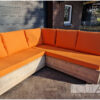 Loungebank u-vorm dicht op wielen steigerhout van Hout-Art.
