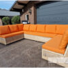 Loungebank u-vorm dicht op wielen steigerhout van Hout-Art.