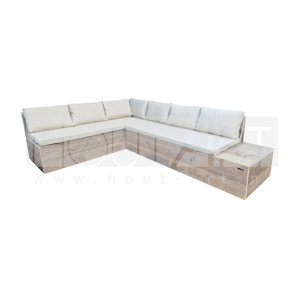 Hoek loungebank dicht met één zijde chaise lounge