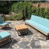 Loungestoel Massive recht met rugleuning staal met douglas balken van Hout-Art. Tuinset, tuinmeubel, douglasbalken, modern, industrieel, stalen frames, houtart.