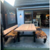 Picknick set massive staal met douglas balken en rugleuning van Hout-Art.