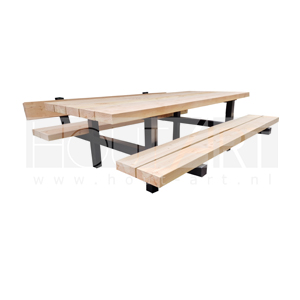 Picknick set massive staal met douglas balken en rugleuning