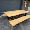Picknick set of Picknicktafel massive staal met douglas balken van Hout-Art.