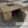 Vuurtafel inbouwbrander salontafel blok vierkant steigerhout van Hout-Art. terrasverwarming