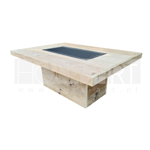 Vuurtafel / Salontafel luxe rechthoek steigerhout terrasverwarming