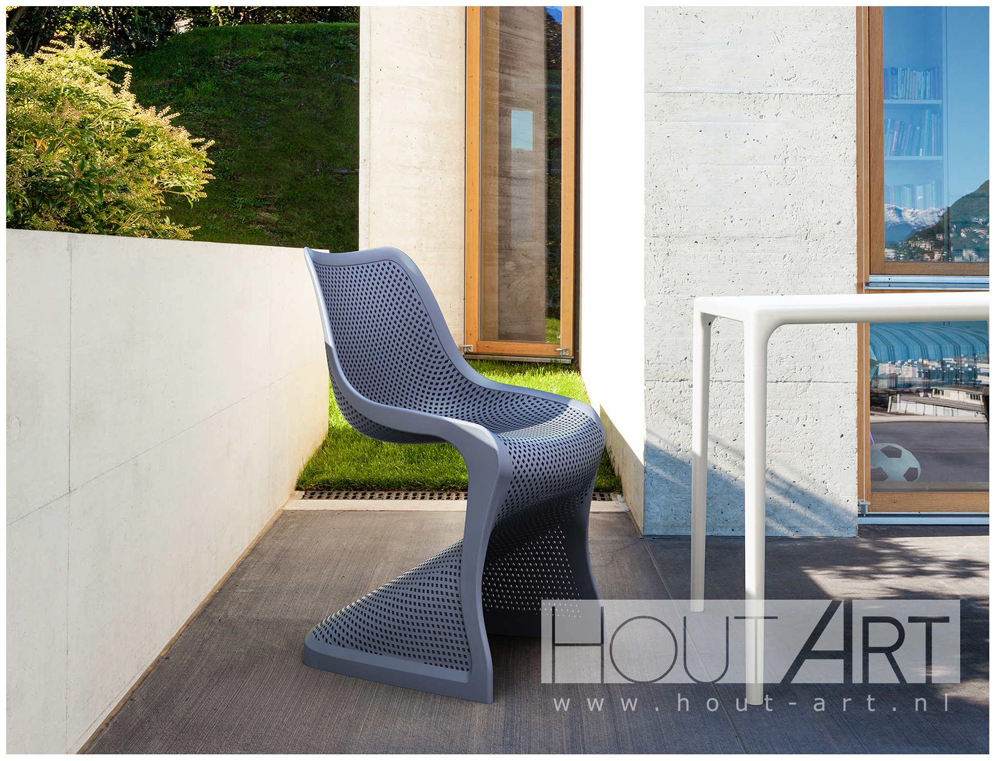 Stoel tuinstoel bloom antraciet van Hout-Art.