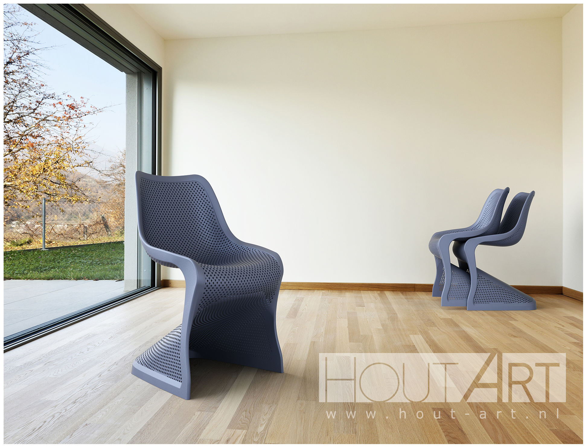 Stoel tuinstoel bloom antraciet van Hout-Art.