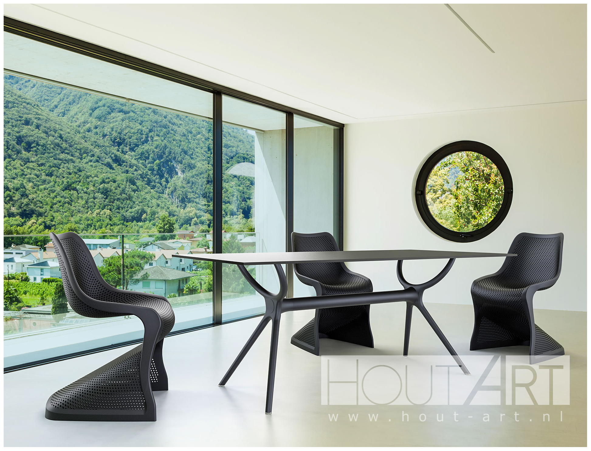Stoel tuinstoel bloom zwart van Hout-Art.