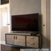 tv-meubel Lugano stalen frame met steigerhout van Hout-Art. staal, frames, zwart gepoedercoat, industrieel, houtart.