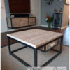 tv-meubel Lugano stalen frame met steigerhout van Hout-Art. staal, frames, zwart gepoedercoat, industrieel, houtart.