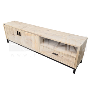 Tv-Meubel onderframe deur en open vak/lade steigerhout