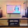 tv-meubel stalen frame eiken met deuren en open vak stalen handgreep Butler van Hout-Art.