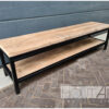 tv-meubel stalen frame xl met inliggend onderblad steigerhout van Hout-Art. industrieel, meubel, steigerhouten, zwart, gepoedercoat, houtart.