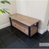 Tv-meubel u-poot met lades eiken van Hout-Art. industrieel, tvmeubel, handgreep, staal, frames, zwart gepoedercoat, houtart.