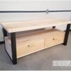 Tv-meubel u-poot met lades eiken van Hout-Art. industrieel, tvmeubel, handgreep, staal, frames, zwart gepoedercoat, houtart.
