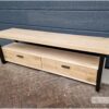 Tv-meubel u-poot met lades eiken van Hout-Art. industrieel, tvmeubel, handgreep, staal, frames, zwart gepoedercoat, houtart.