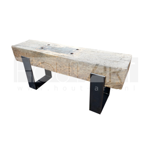 Tv-Meubel stalen strippoot met oud eiken spoorbiels