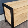 Tv-meubel stalen zijframe deuren en open vakken eiken van Hout-Art. staal, gepoedercoat, zwart, industrieel.
