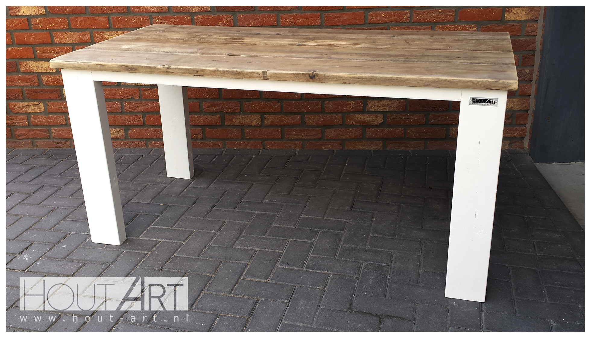 Tafel steigerhout balk poten van Hout-Art.