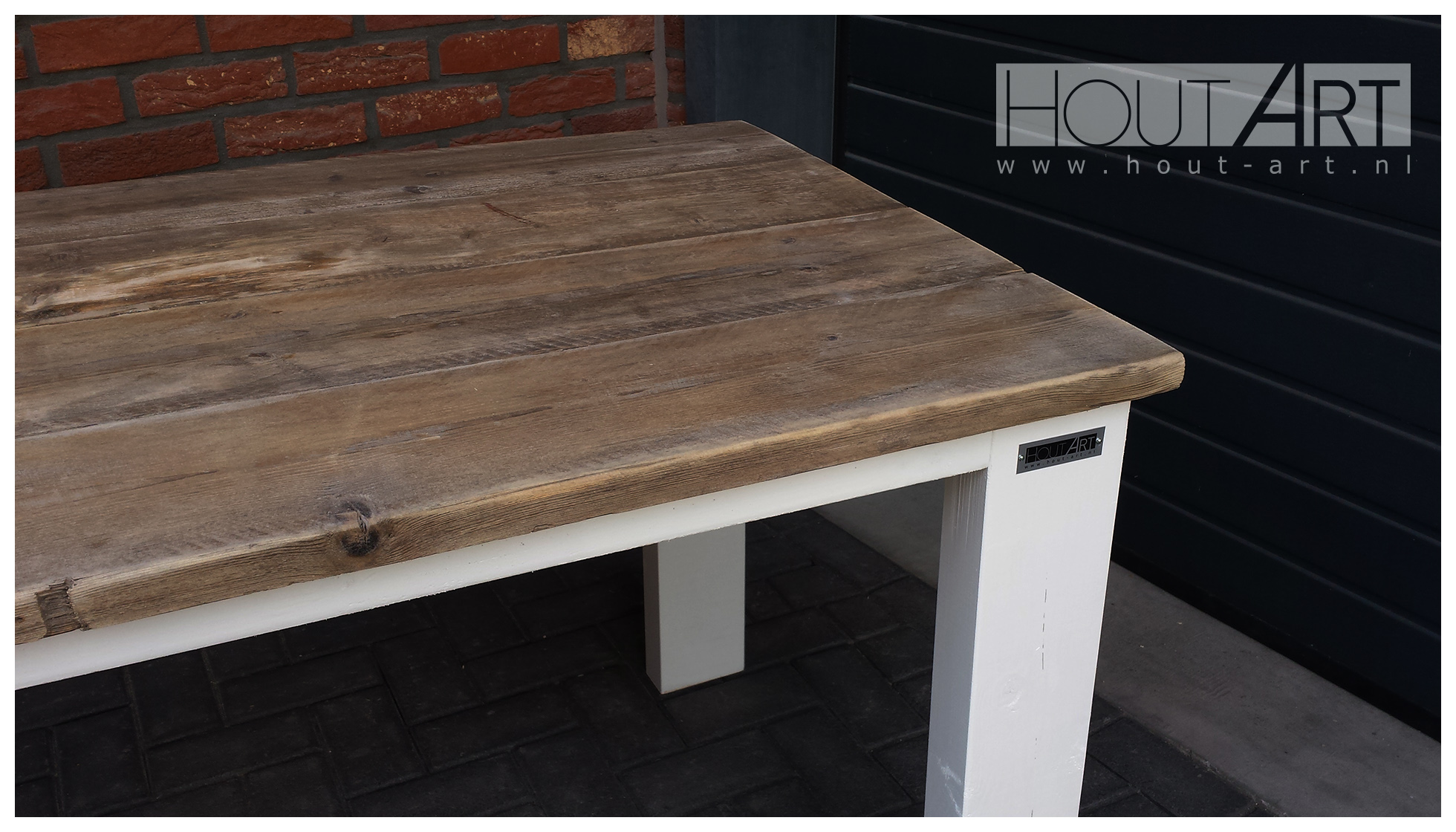 Tafel steigerhout balk poten van Hout-Art.