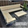 Hoek loungebank verzinkte steigerbuis met steigerhout incl. armleuningen van Hout-Art.