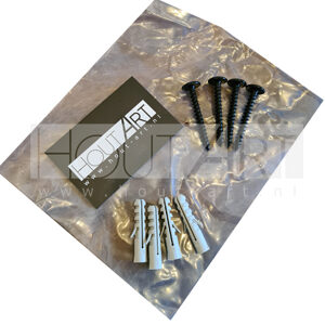 Montage set kapstok wandplank wandrek zwart 4x van Hout-Art.