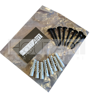 Montage set kapstok wandplank wandrek zwart 8x van Hout-Art.