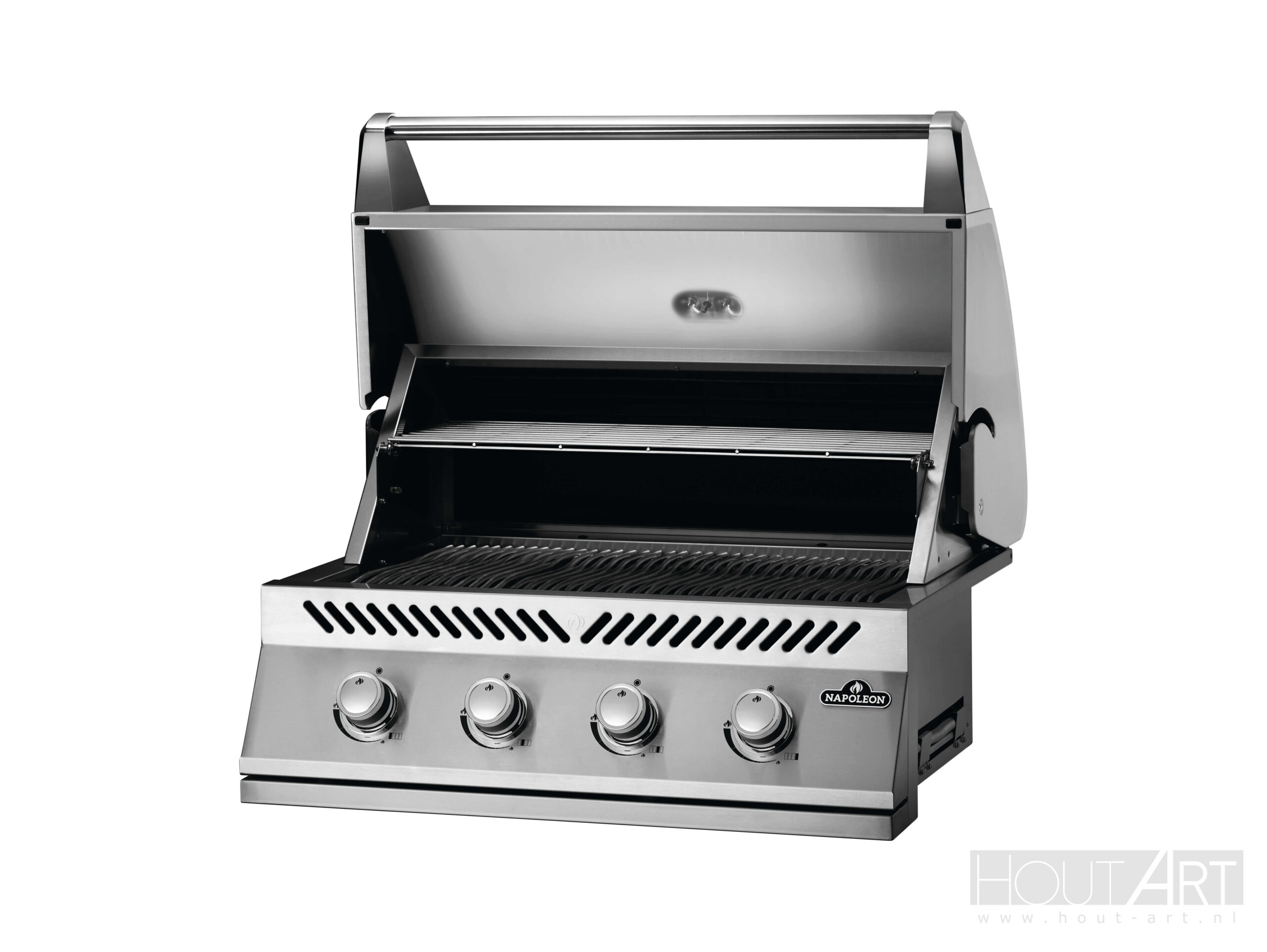 Inbouw BBQ Napoleon 500-serie dubbele brander van Hout-Art.