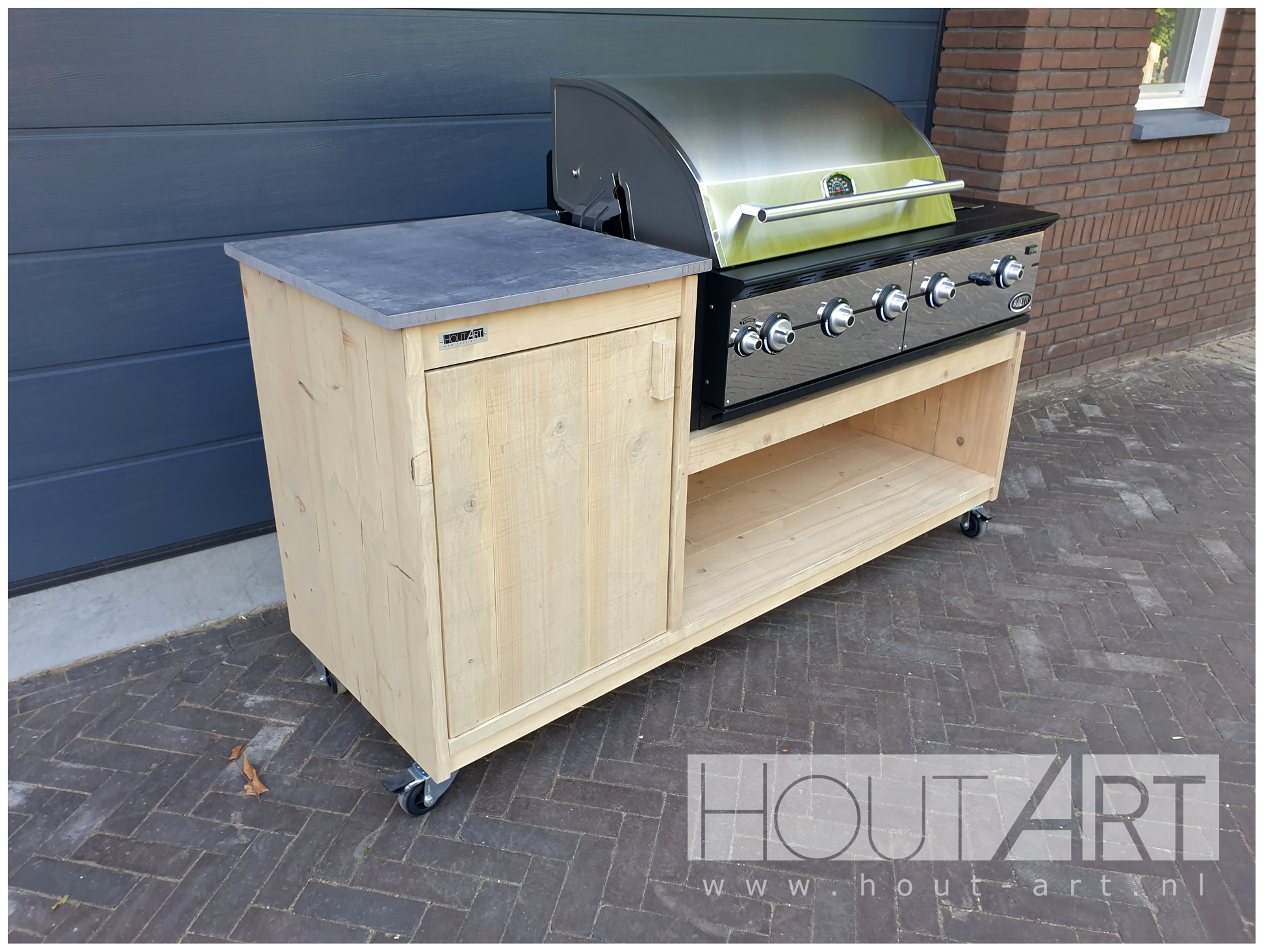 Buitenkeuken enkel voor Boretti Ligorio Ibrido Top, steigerhouten buitenkeukens van Hout-Art.