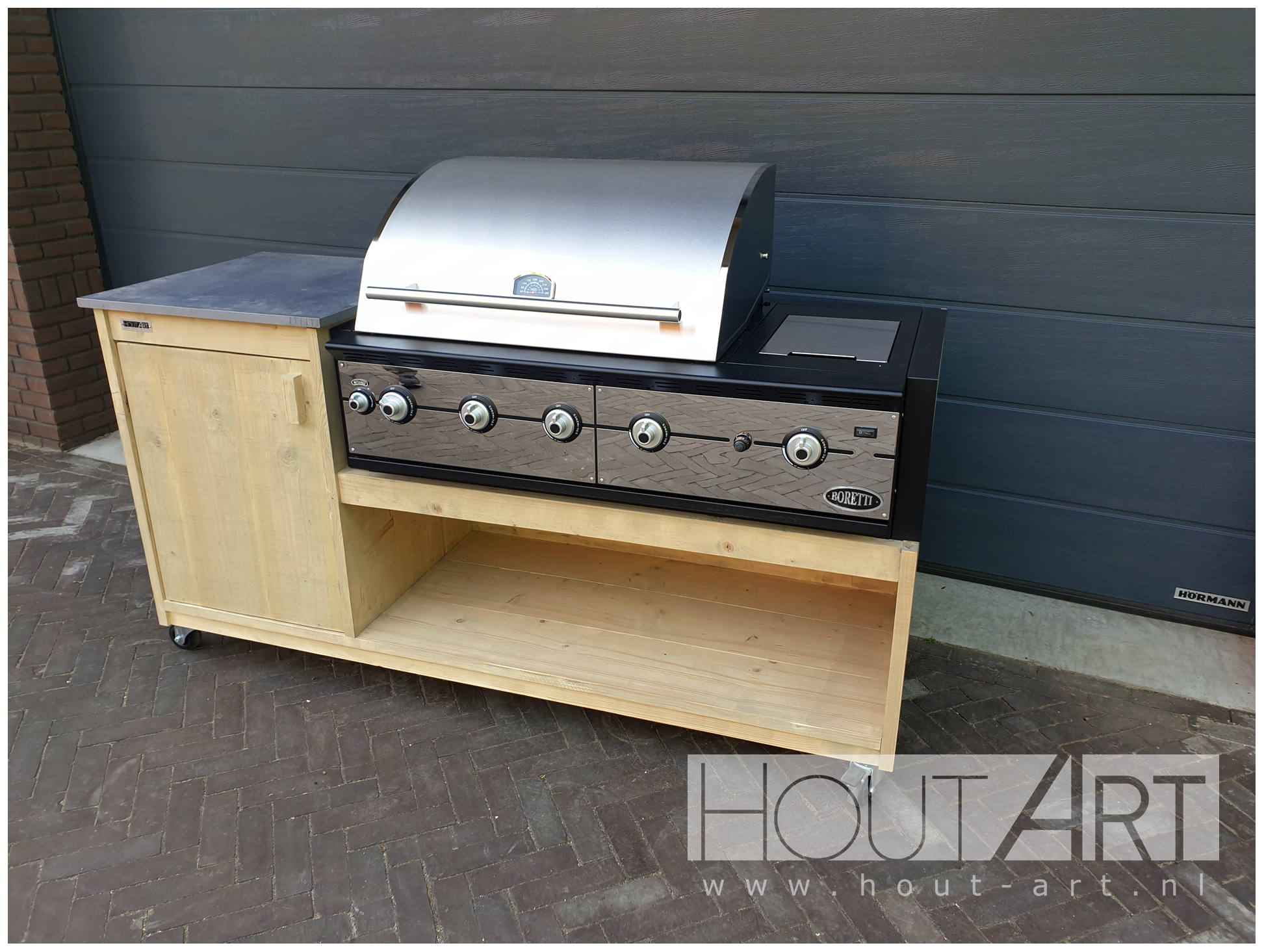Buitenkeuken enkel voor Boretti Ligorio Ibrido Top, steigerhouten buitenkeukens van Hout-Art.