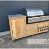 Buitenkeuken enkel Wijn voor Boretti Ibrido Ligorio top van Hout-Art. wjinvakken, handgrepen, keramisch blad, wielen, gebruikt steigerhout, houtart.