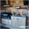 Buitenkeuken asymmetrisch voor Boretti Ligorio of Ibrido Top van Hout-Art. BBQ, barbecue, handgrepen, staal, frame, keramische plaat, steigerhout.