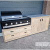 Buitenkeuken asymmetrisch voor Boretti Ligorio of Ibrido Top van Hout-Art. BBQ, barbecue, handgrepen, staal, frame, keramische plaat, steigerhout.